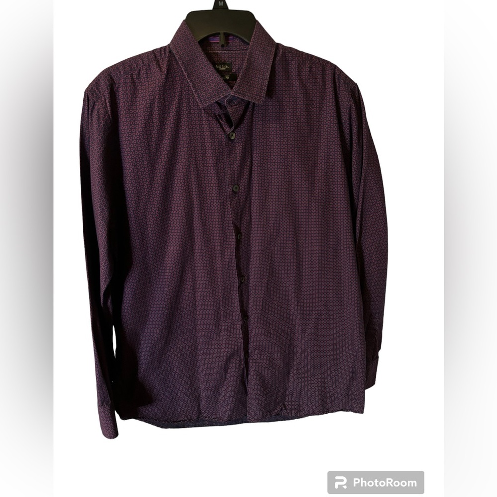 Paul Smith London Men’s Button Up Black/Red Slim‎ Fit Shirt Size 16.5